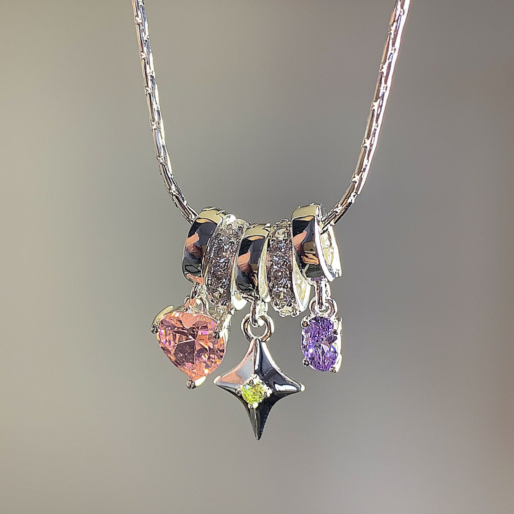 925 Silver Dopamine Star Heart Necklace