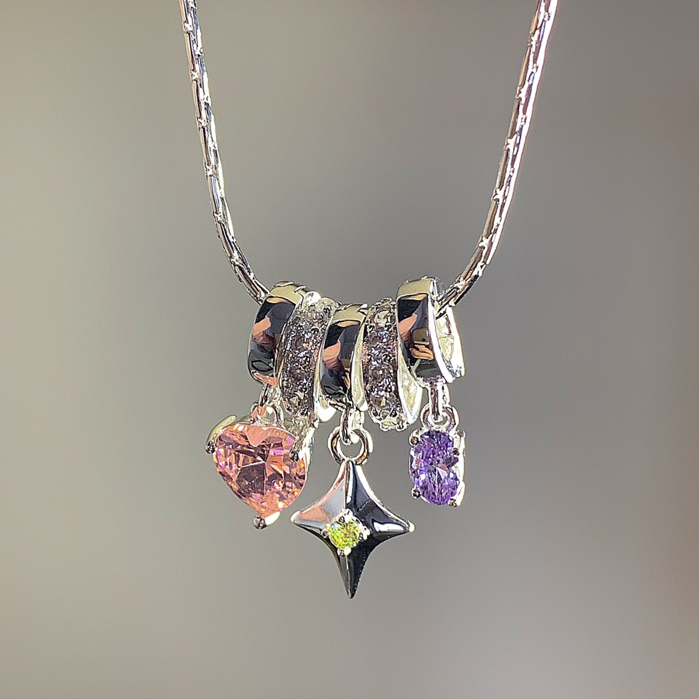 925 Silver Dopamine Star Heart Necklace