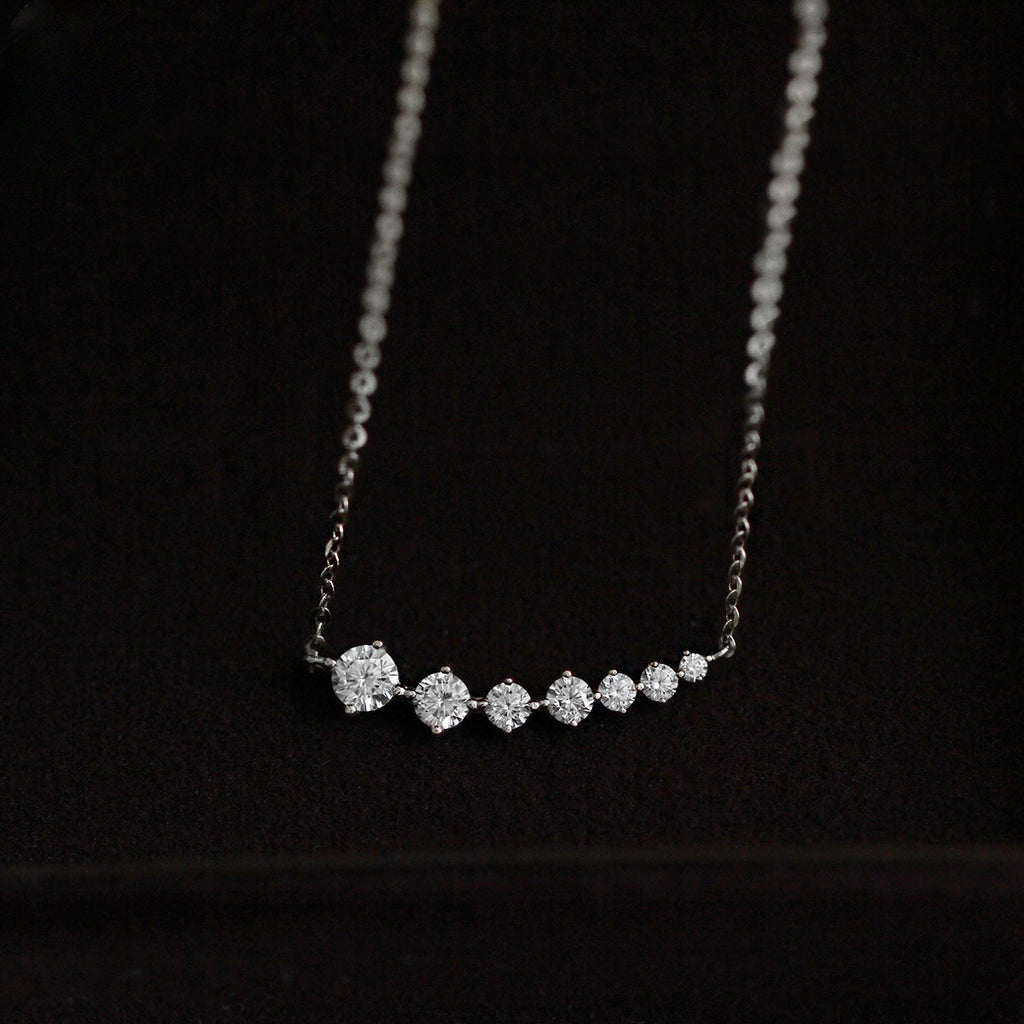 925 Silver Smiling Row Diamond Necklace