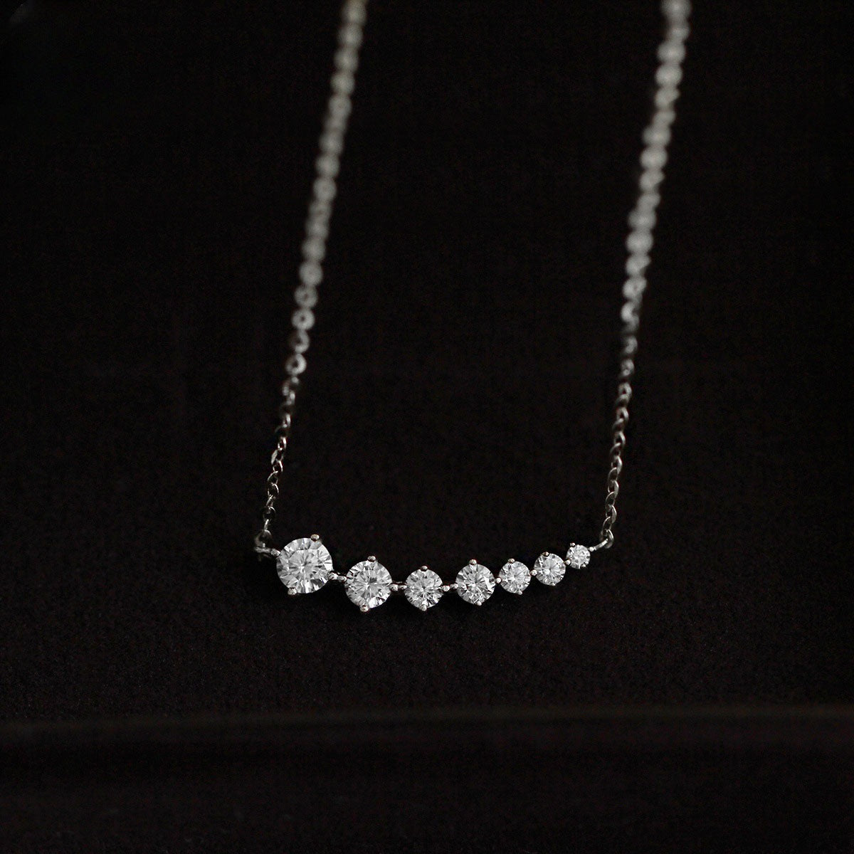 925 Silver Smiling Row Diamond Necklace