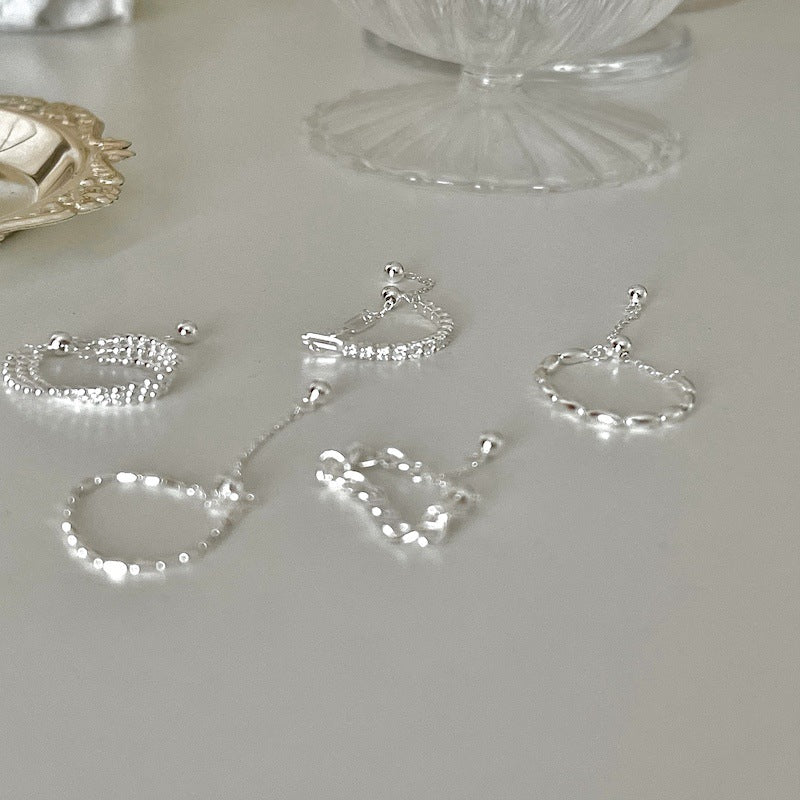 Multiple 925 Silver Adjustable Soft Chain Rings