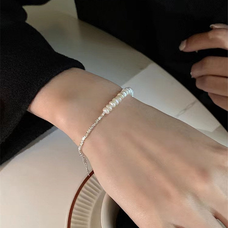 925 Silver Nugget Natural Freshwater Pearl Bracelet
