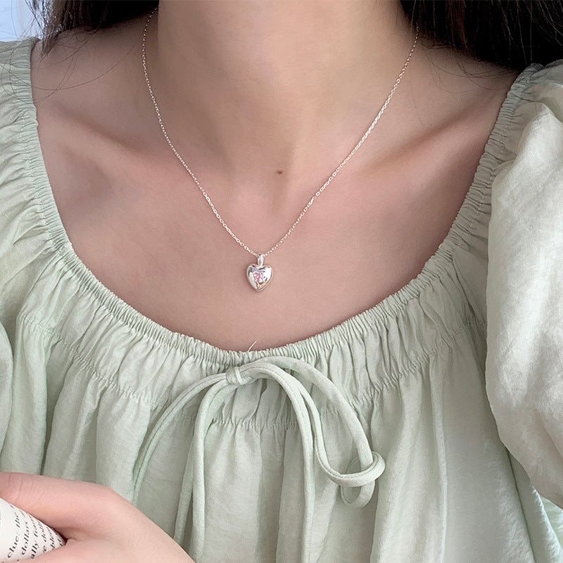 925 Silver Heart-shaped Cubic Zirconia Necklace