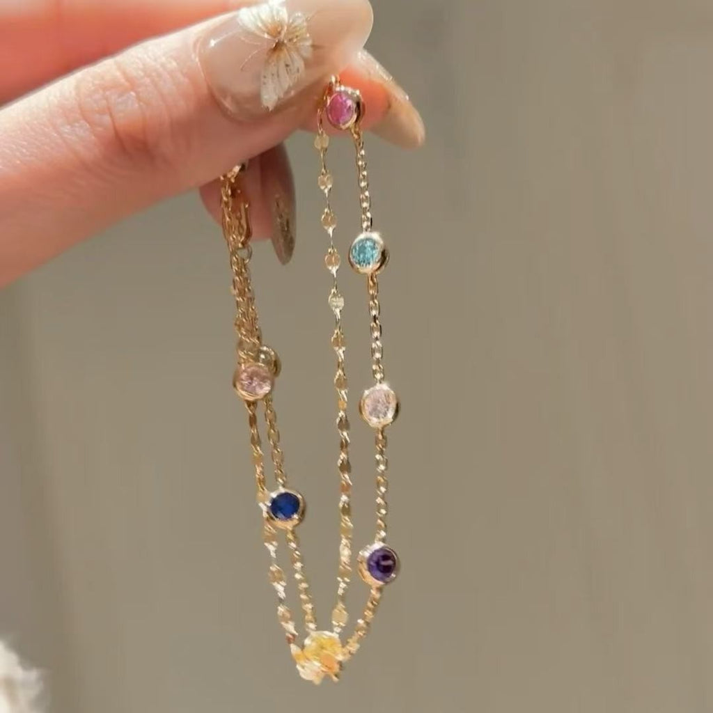 925 Silver Dopamine Color Double-Layer Bracelet