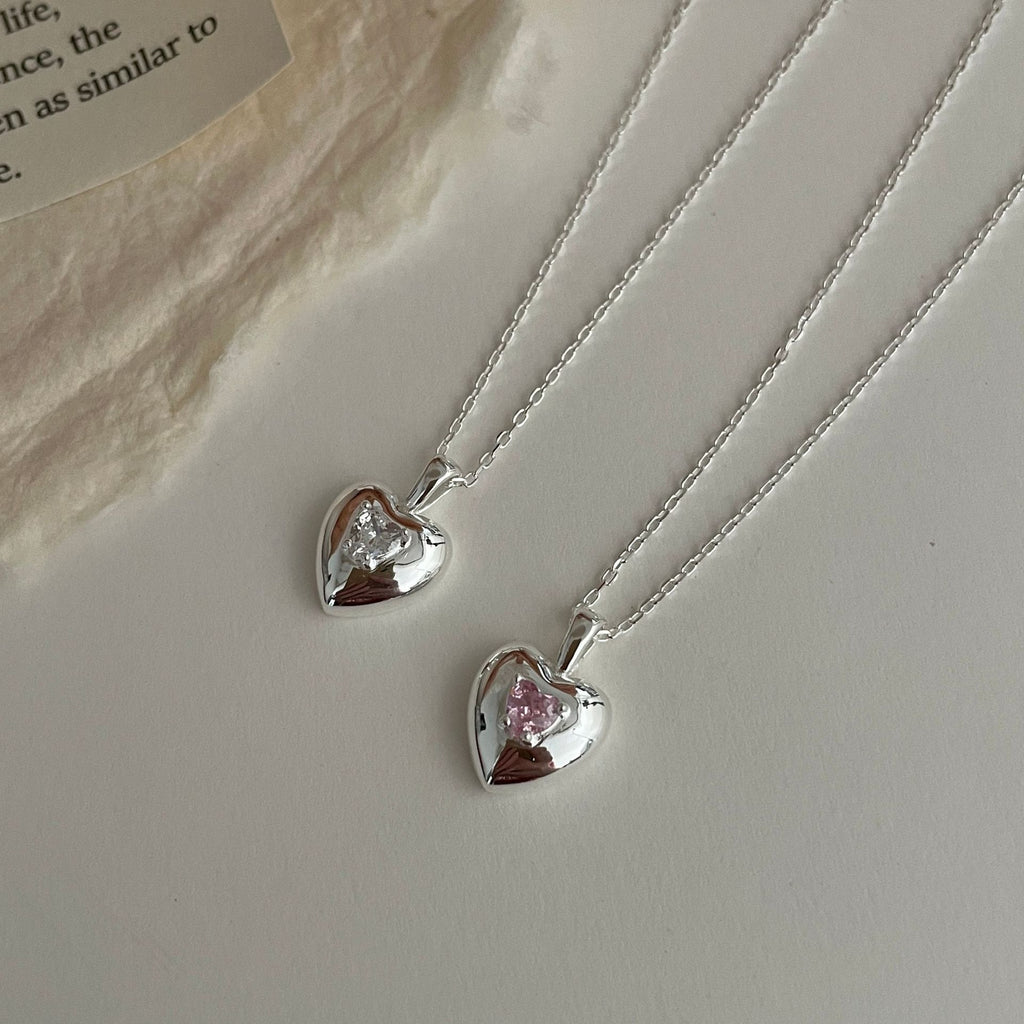 925 Silver Heart-shaped Cubic Zirconia Necklace