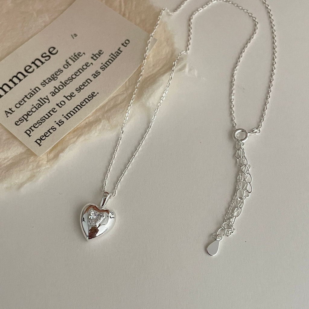 925 Silver Heart-shaped Cubic Zirconia Necklace