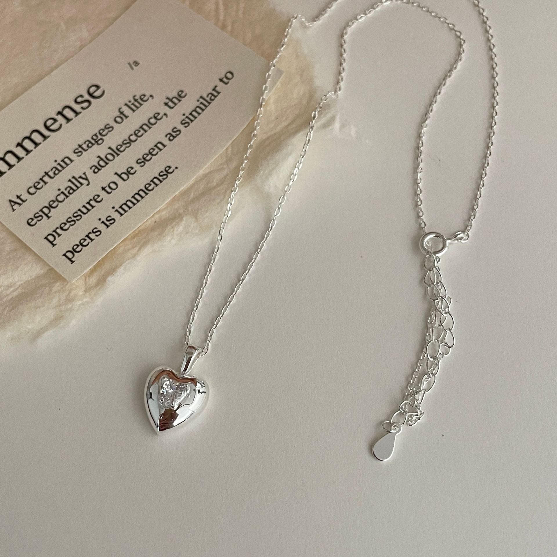 925 Silver Heart-shaped Cubic Zirconia Necklace