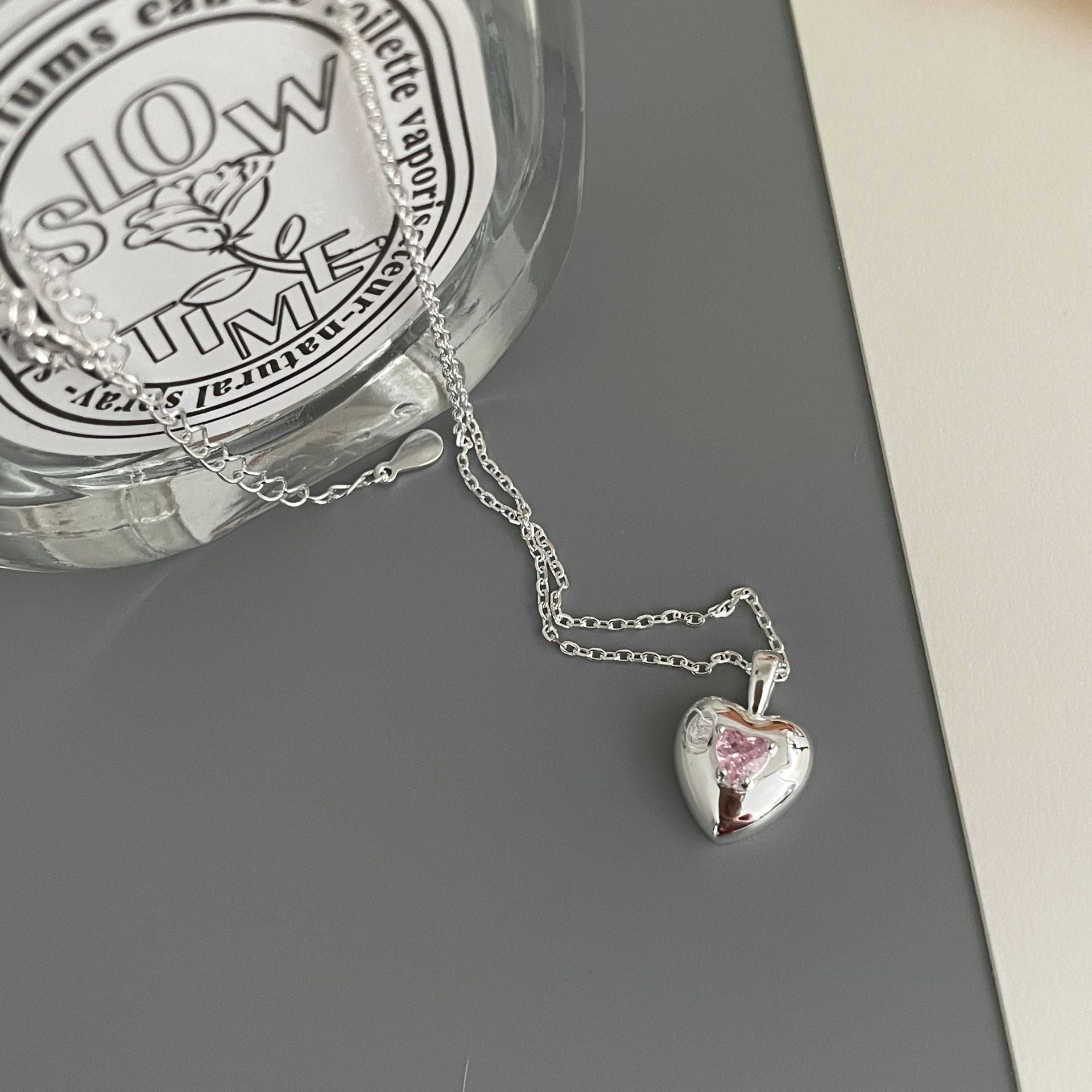 925 Silver Heart-shaped Cubic Zirconia Necklace