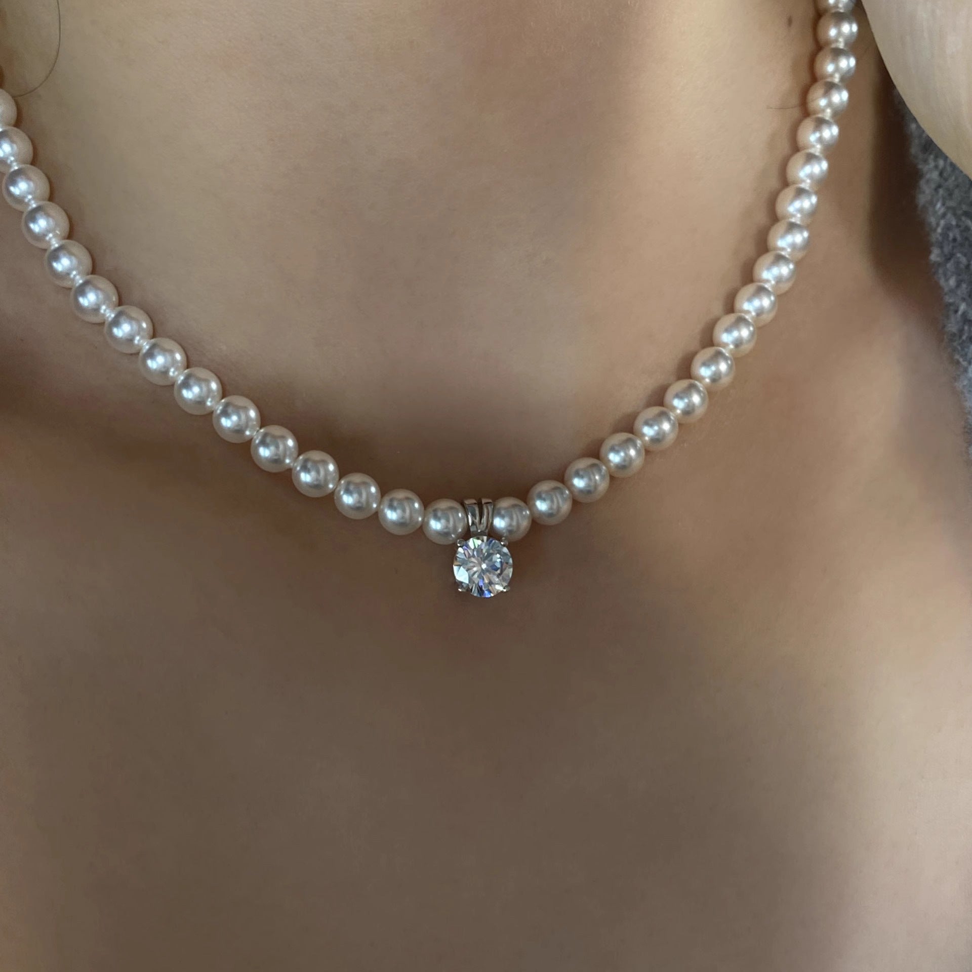 925 Silver Pearl Zircon Necklace