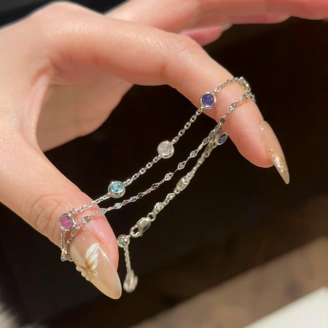 925 Silver Dopamine Color Double-Layer Bracelet