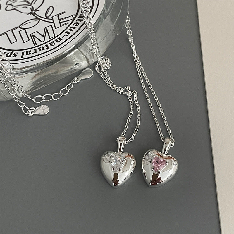 925 Silver Heart-shaped Cubic Zirconia Necklace