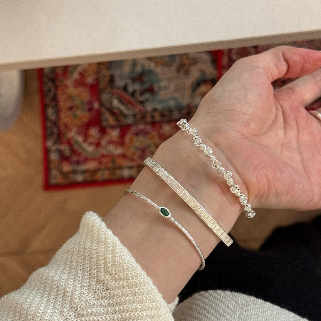Silver Blue Zirconia Layered Bracelet