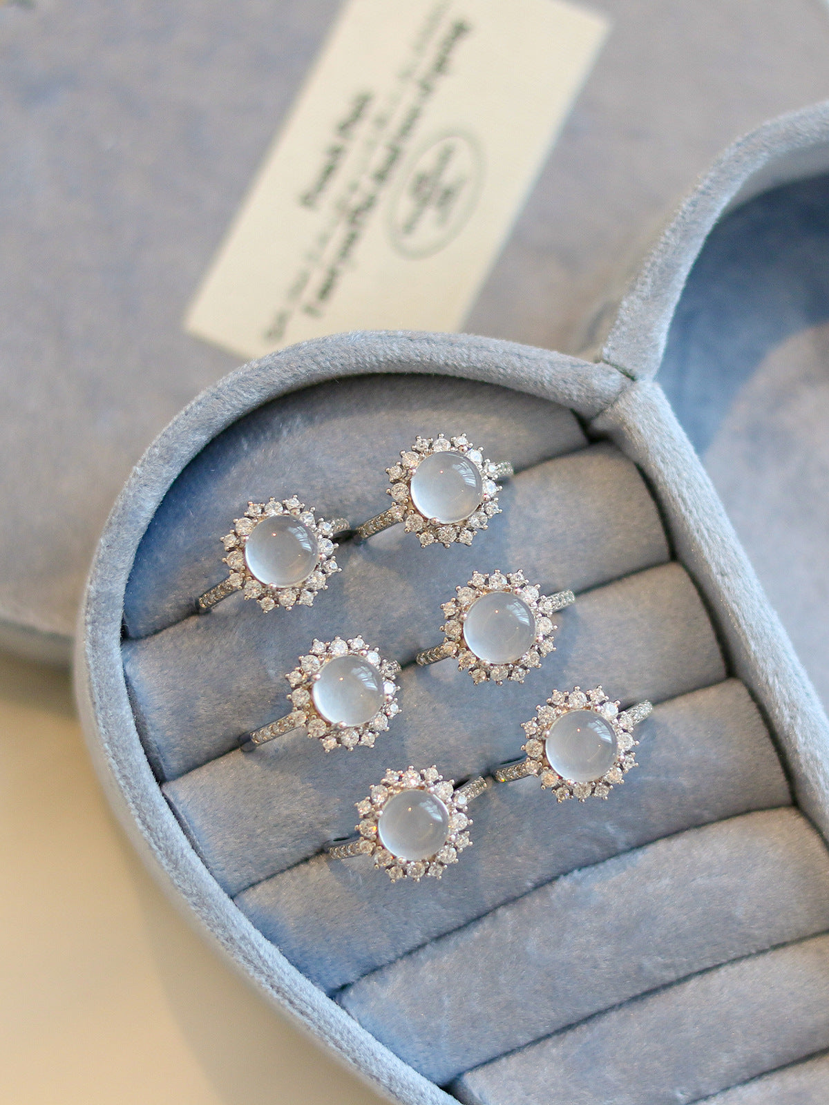 925 Silver Jade-albite Zircon Ring