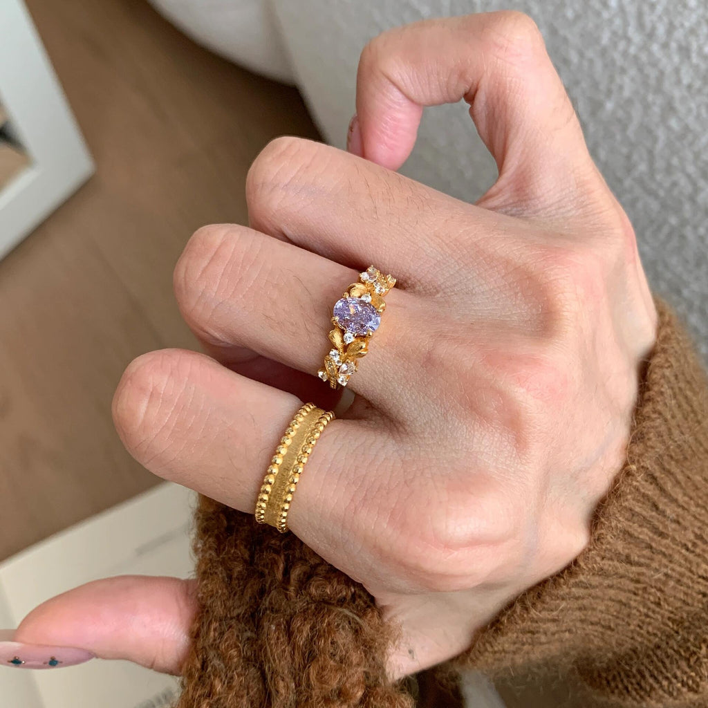 925 Silver Brushed Bauhinia Vintage Ring