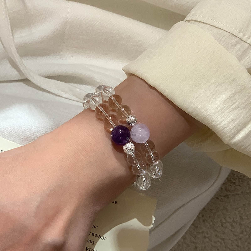 925 Silver White Crystal Glass Bead Bracelet