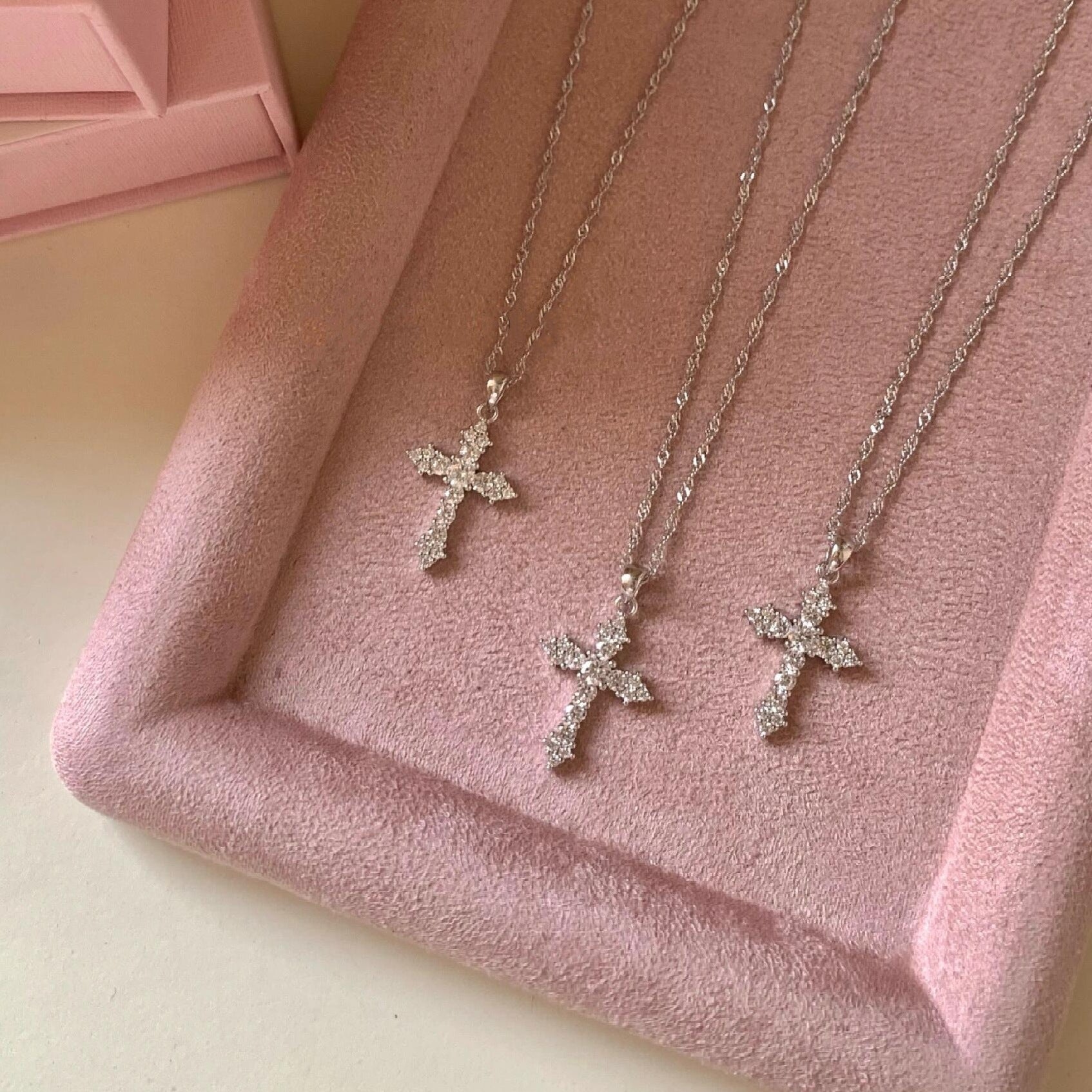 925 Silver Cross Full Diamond Pendant Necklace
