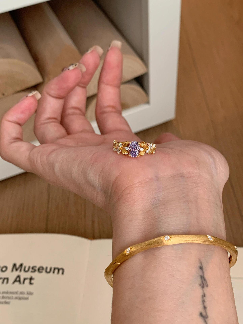 925 Silver Brushed Bauhinia Vintage Ring