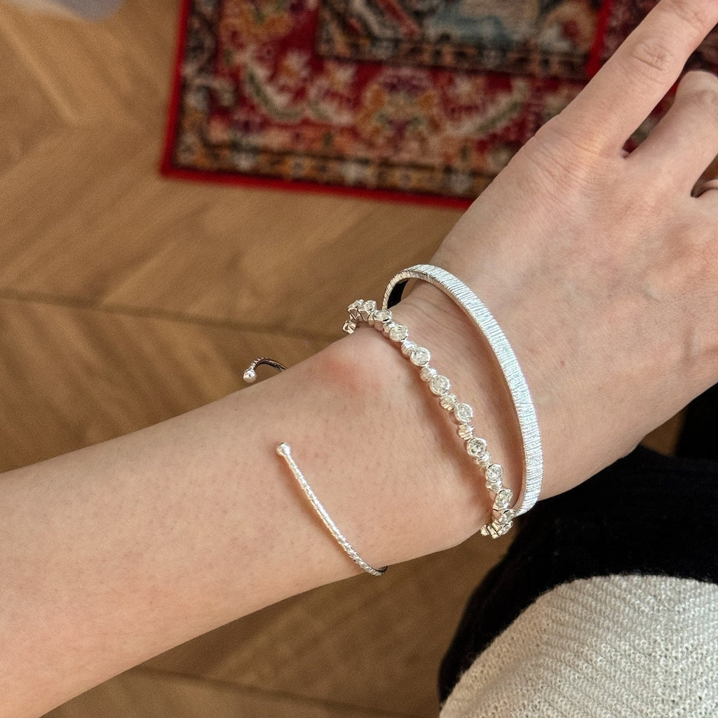 Silver Blue Zirconia Layered Bracelet