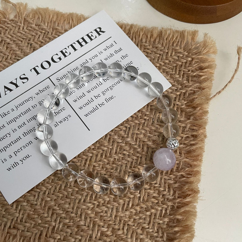 925 Silver White Crystal Glass Bead Bracelet