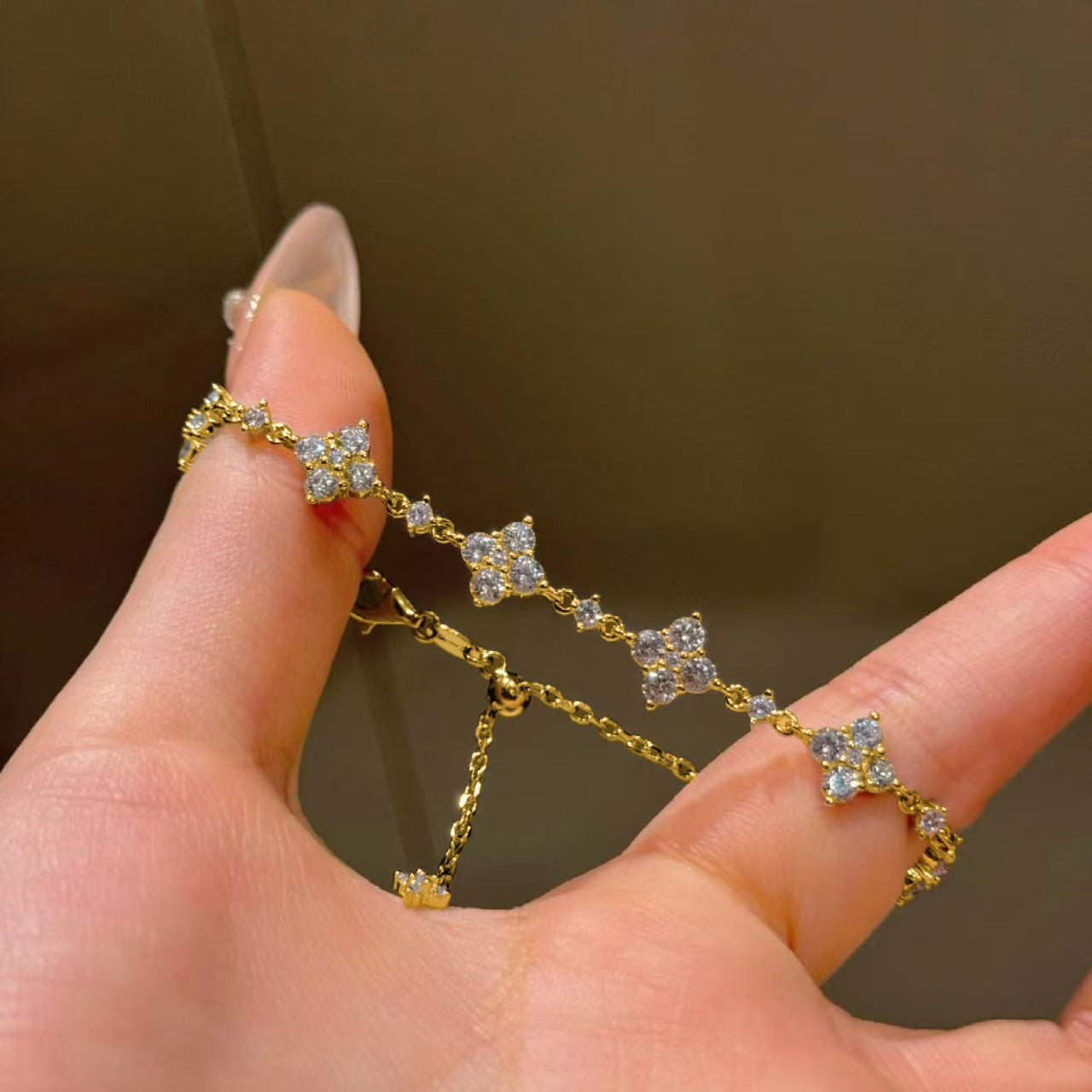 925 Silver Four-Leaf Clover Ultra-Sparkling Bracelet