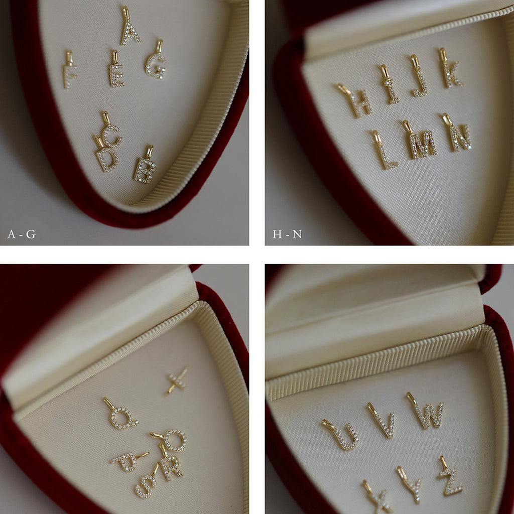 925 Silver 14K Gold 26-Letter DIY Couple Pendant Necklace