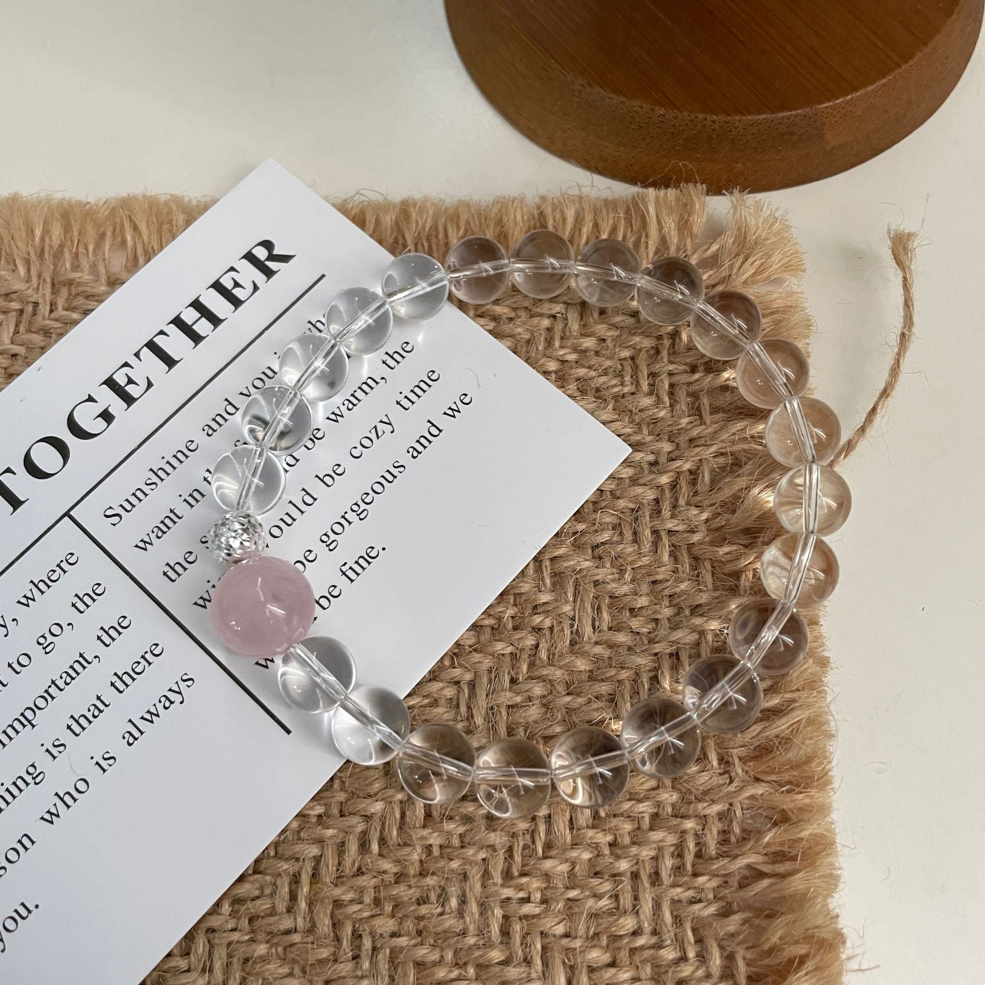 925 Silver White Crystal Glass Bead Bracelet