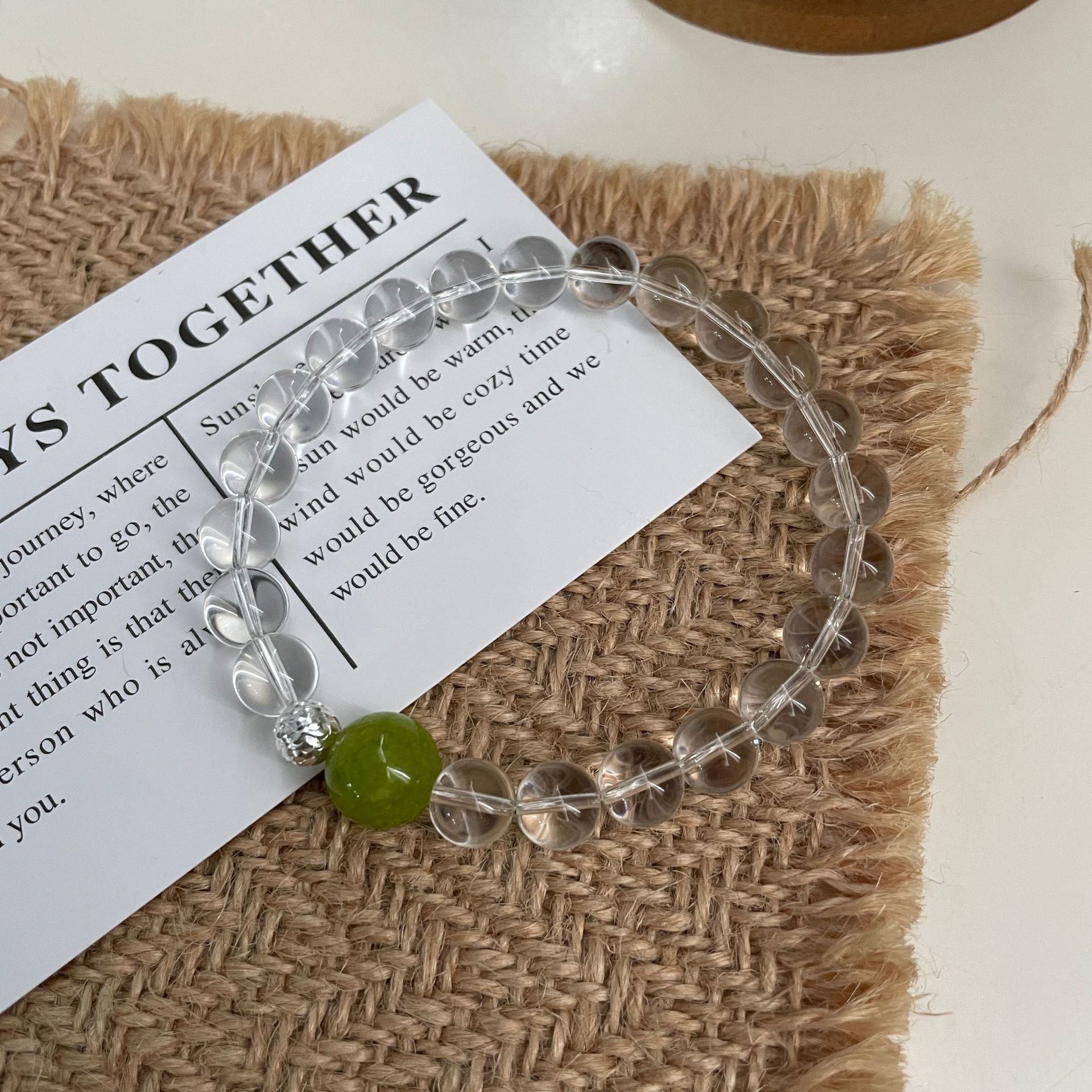 925 Silver White Crystal Glass Bead Bracelet