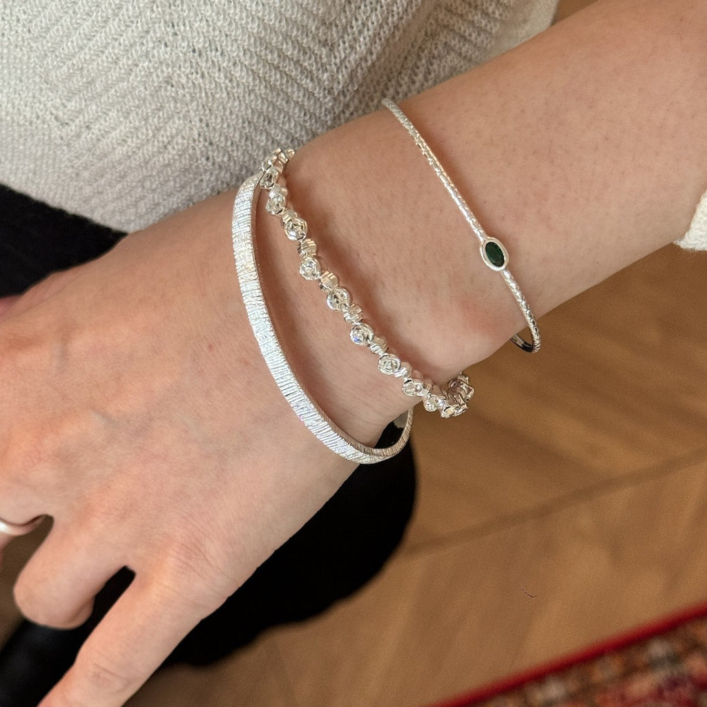 Silver Blue Zirconia Layered Bracelet