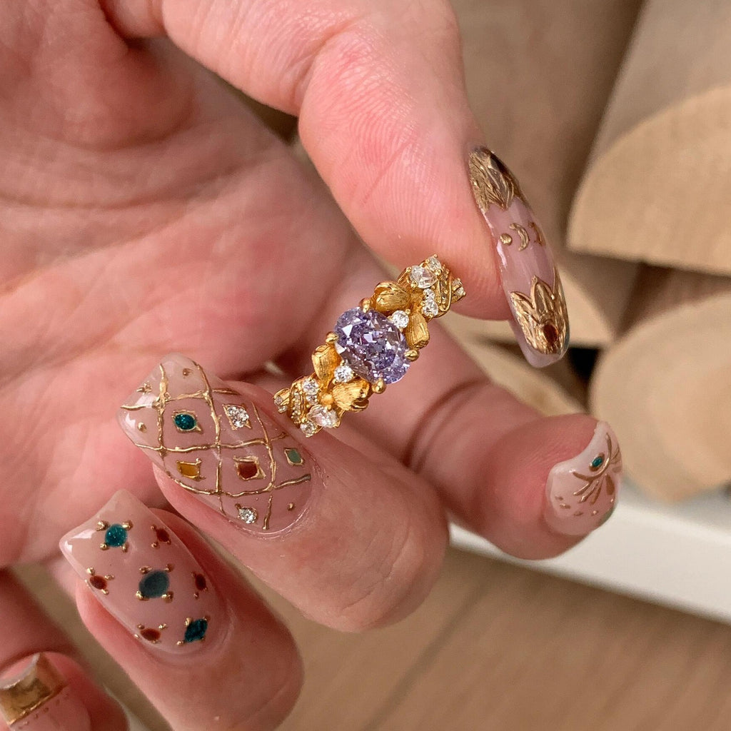 925 Silver Brushed Bauhinia Vintage Ring