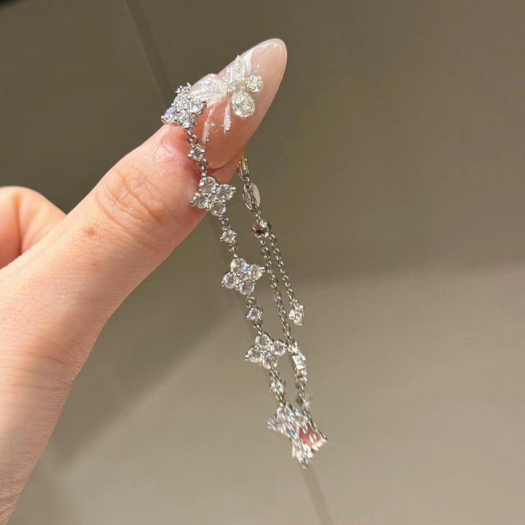 925 Silver Four-Leaf Clover Ultra-Sparkling Bracelet