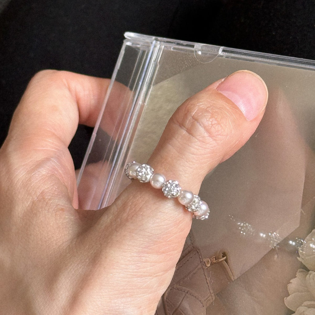 Manta Rose Pink Pearl Zircon Elastic Ring