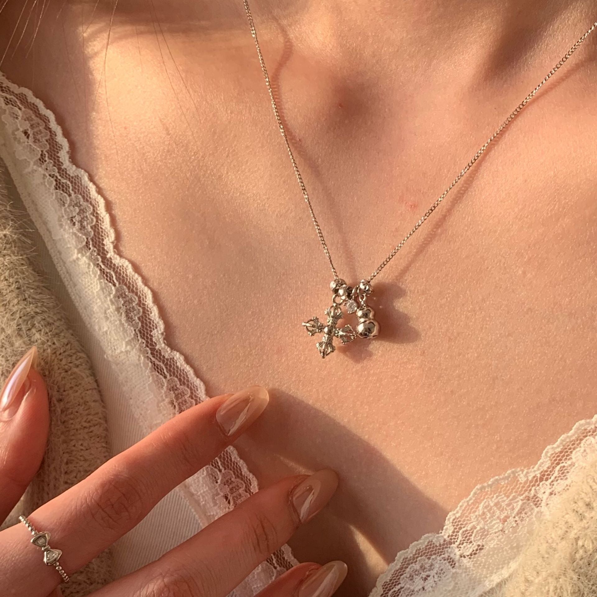 925 Silver Cross Gourd Pendant Necklace