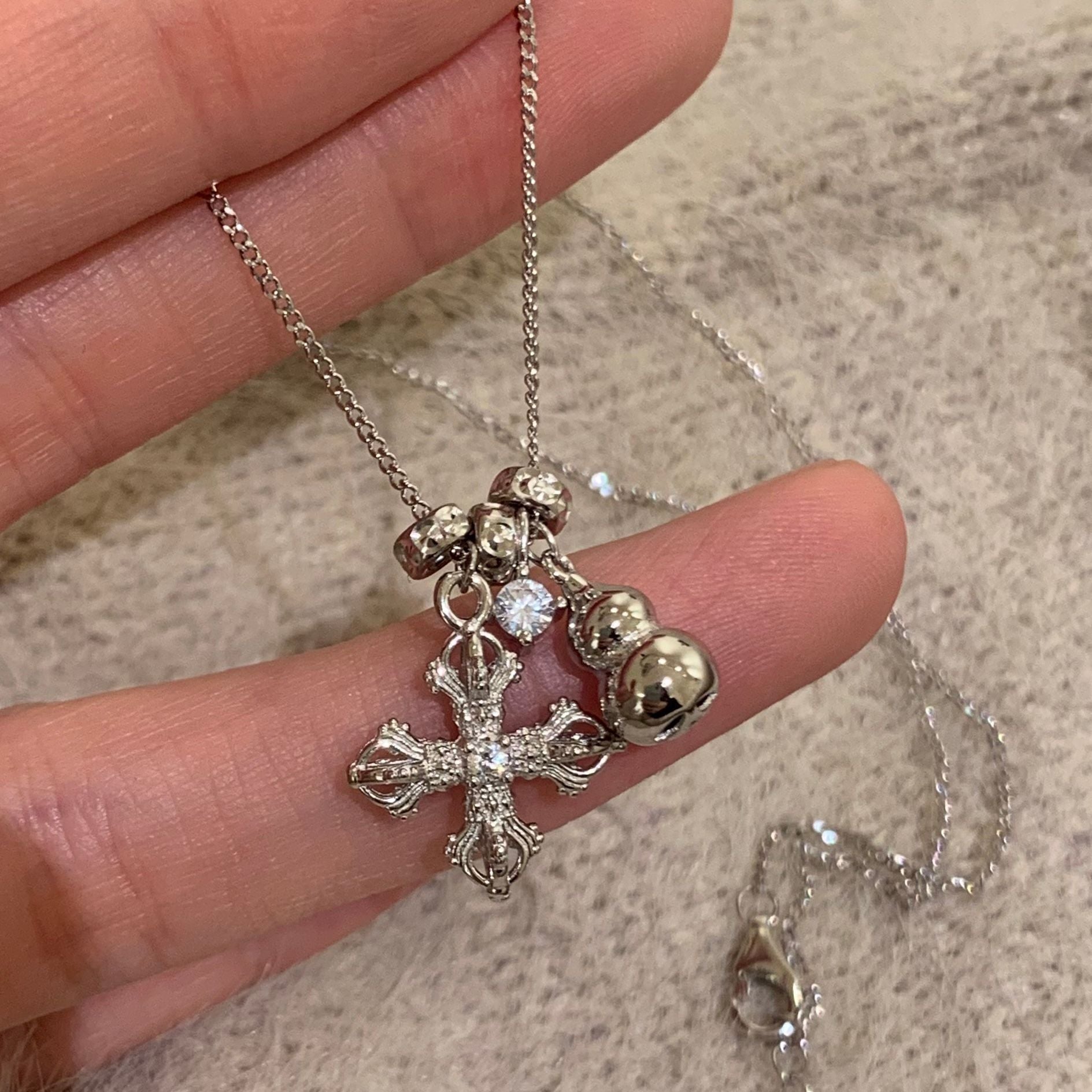 925 Silver Cross Gourd Pendant Necklace