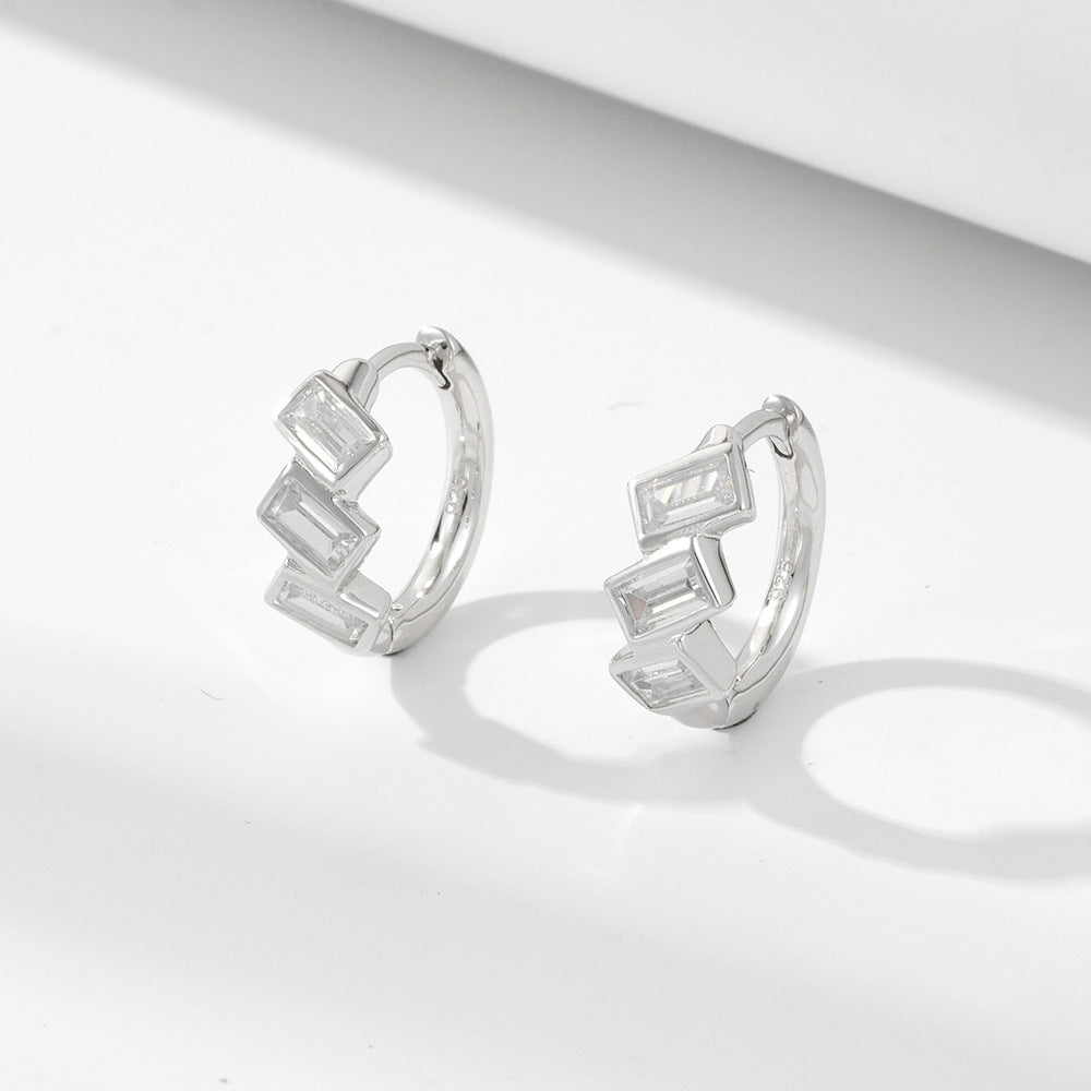 925 Silver Square Cubic Zirconia Earrings