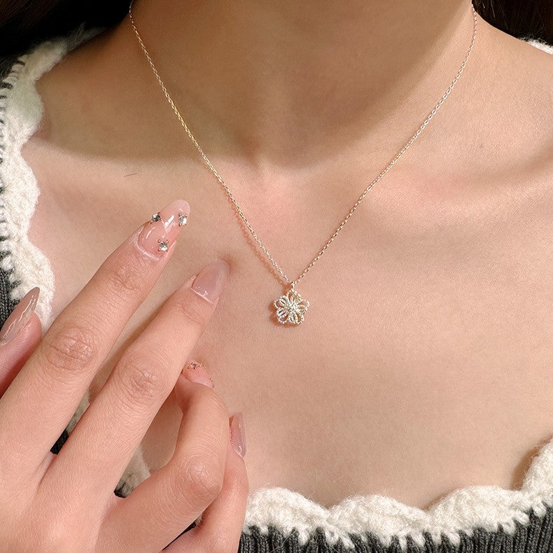 925 Silver Irregular Flower Necklace