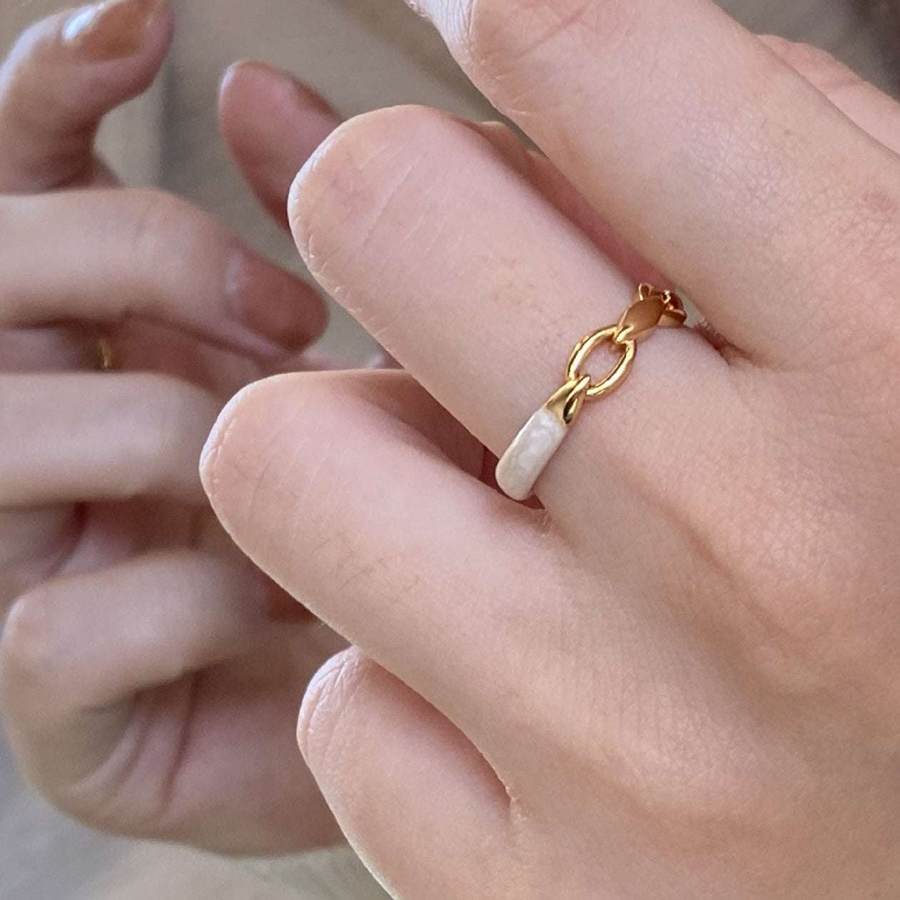 Natural Pearl Butterfly Shell Ring