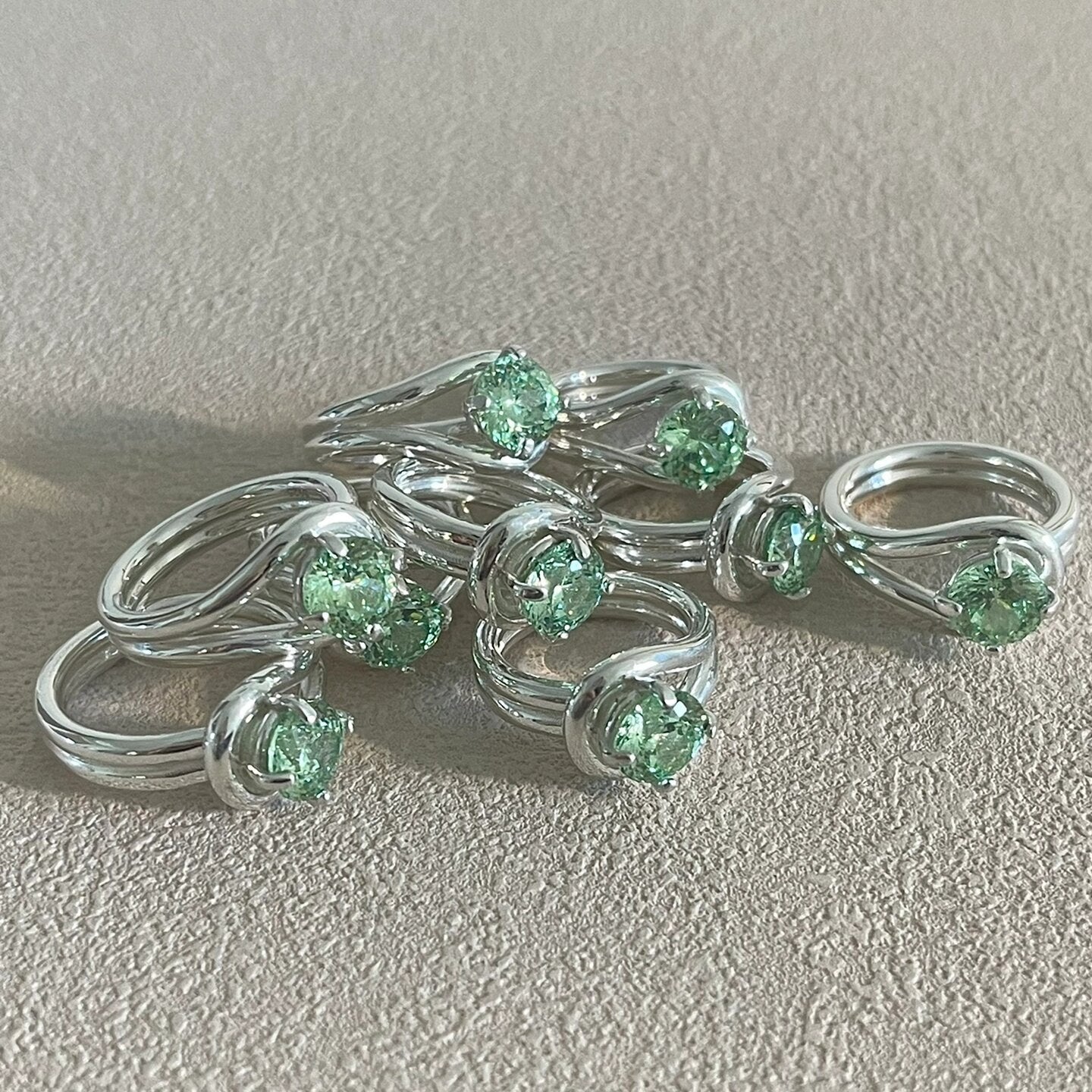 925 Silver Olive Green Multi-cut Paraiba Diamond Ring