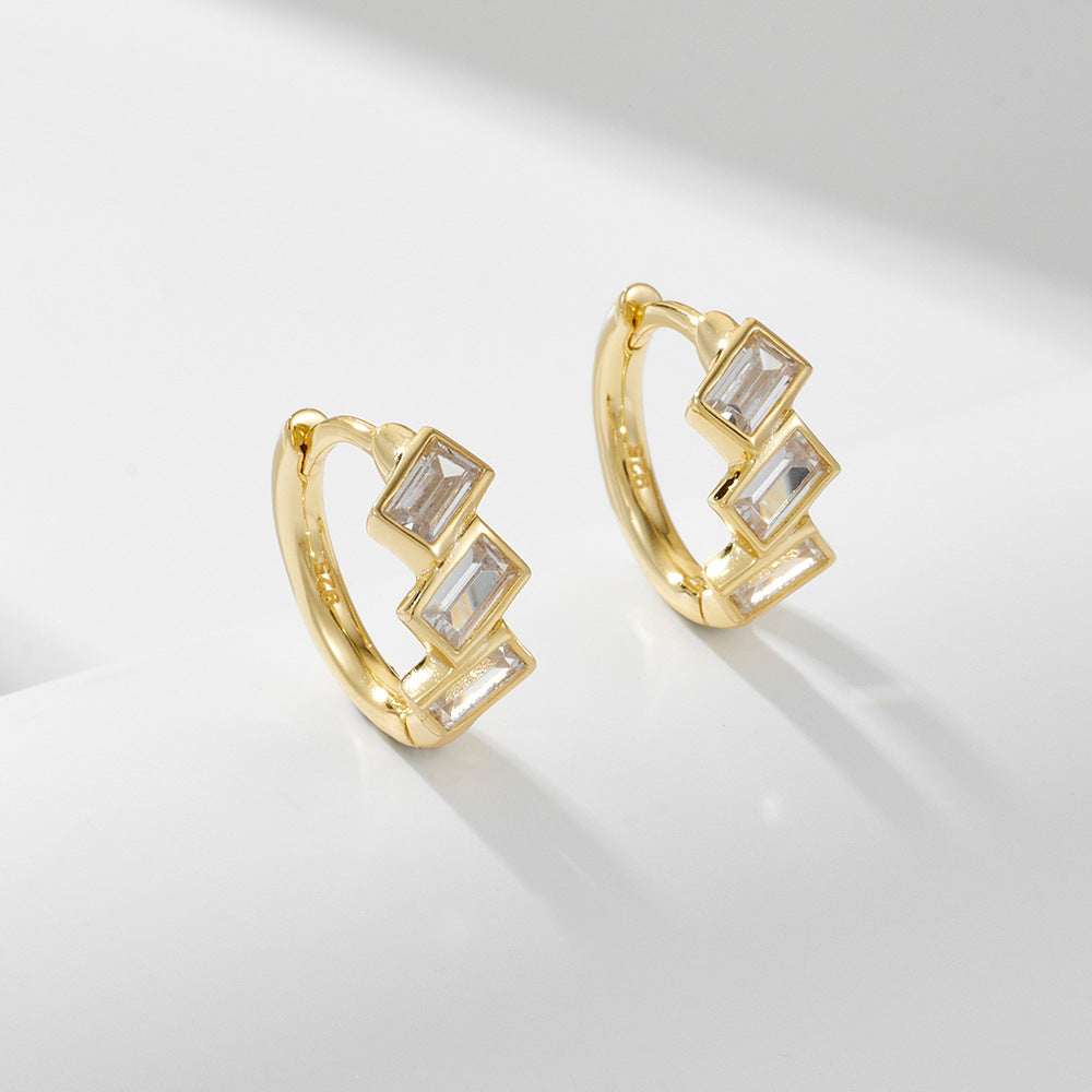 925 Silver Square Cubic Zirconia Earrings