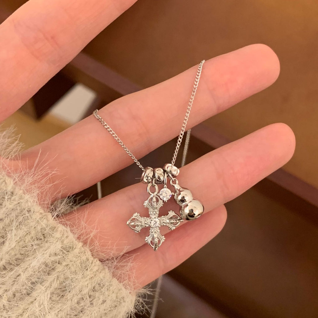 925 Silver Cross Gourd Pendant Necklace