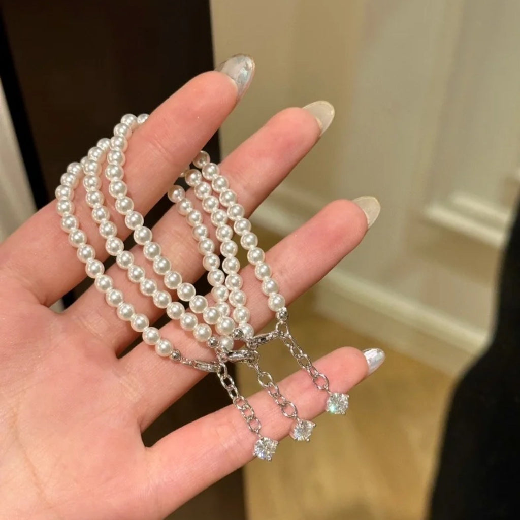 925 Silver Moissanite Pearl Bracelet
