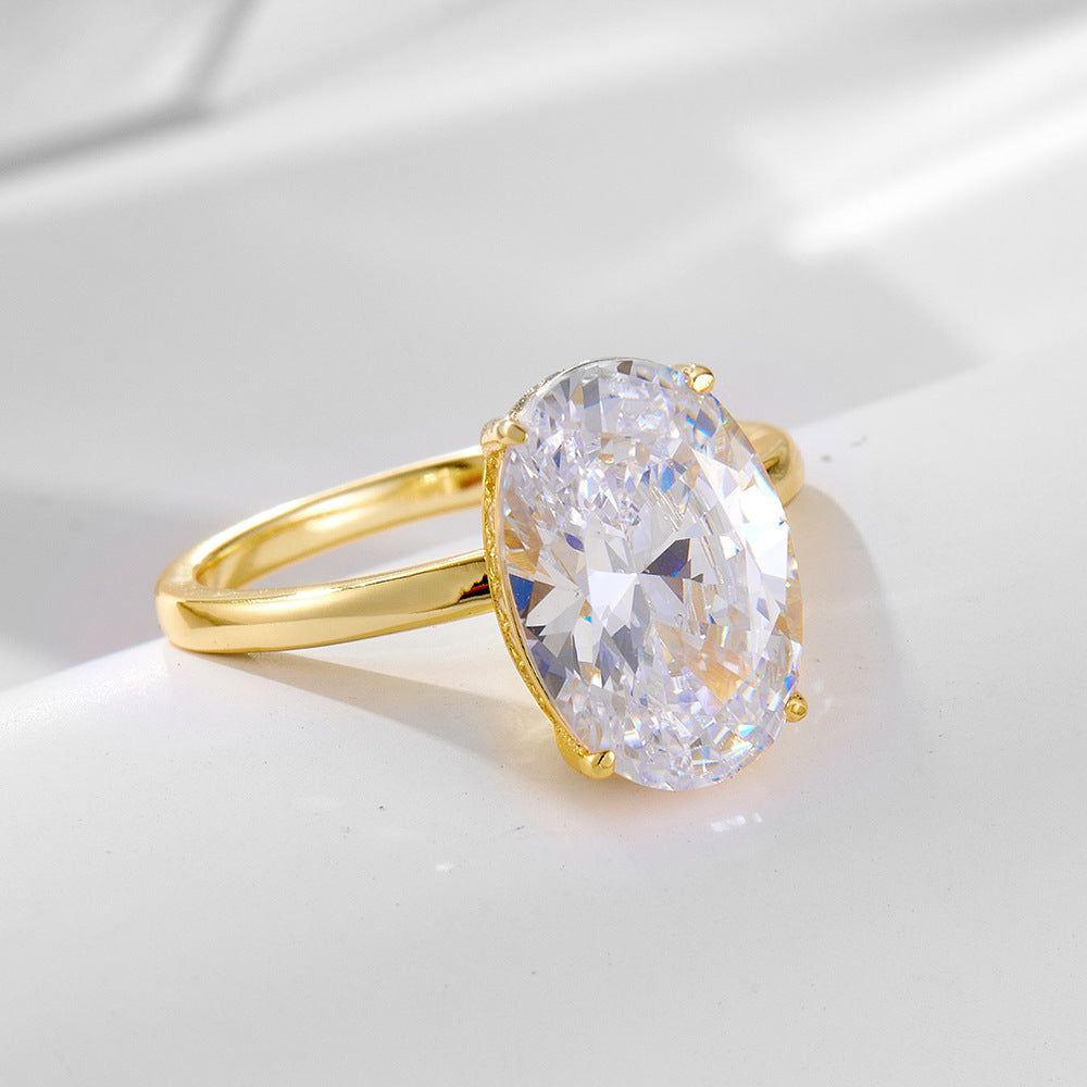 925 Silver Oval Ice Flower Cut Zirconia Ring Set