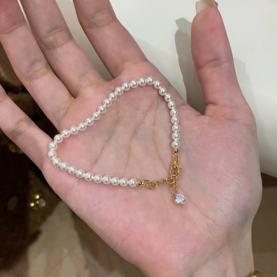 925 Silver Moissanite Pearl Bracelet