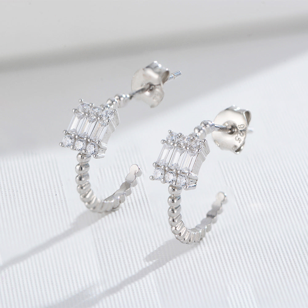 925 Silver Vintage Square Zirconia Stud Earrings