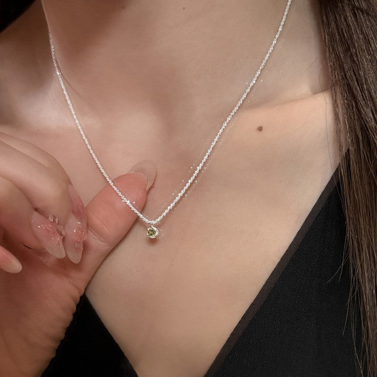 925 Silver Olive Green Zircon Necklace