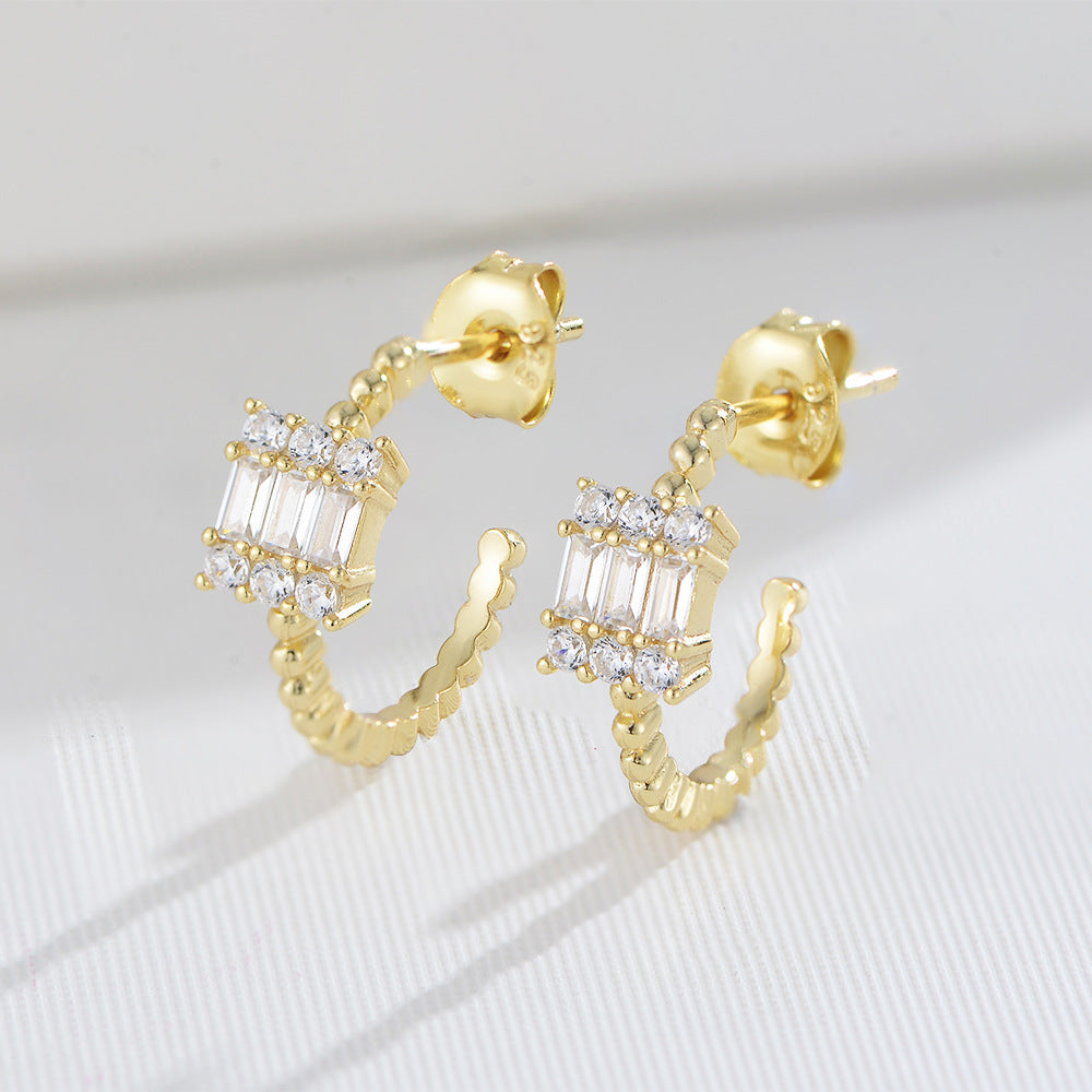 925 Silver Vintage Square Zirconia Stud Earrings