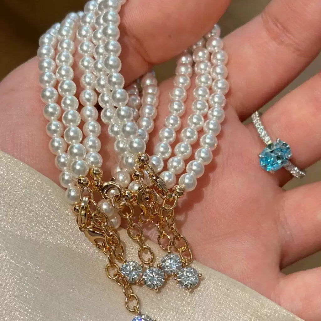 925 Silver Moissanite Pearl Bracelet