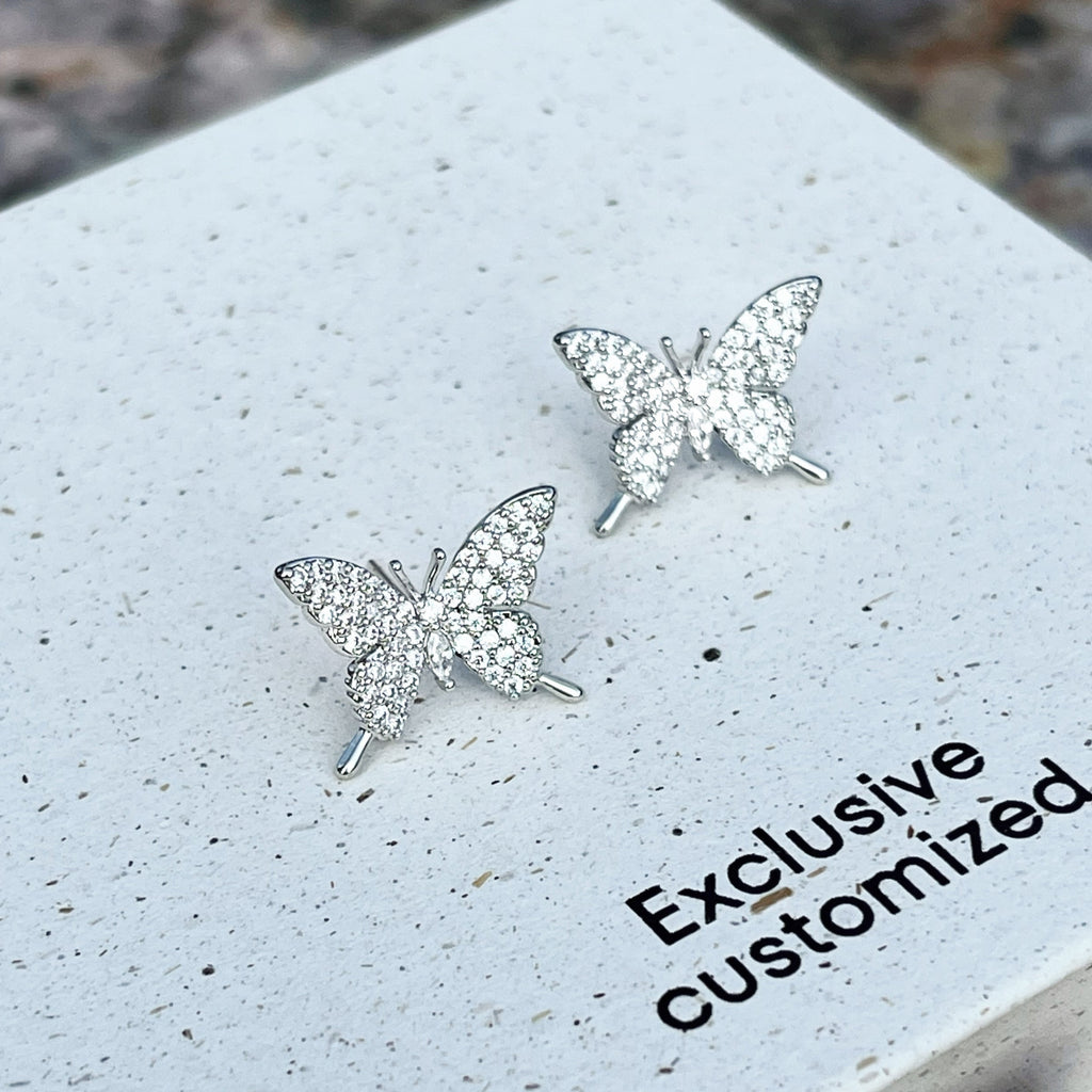 Silver Butterfly Stud Earrings