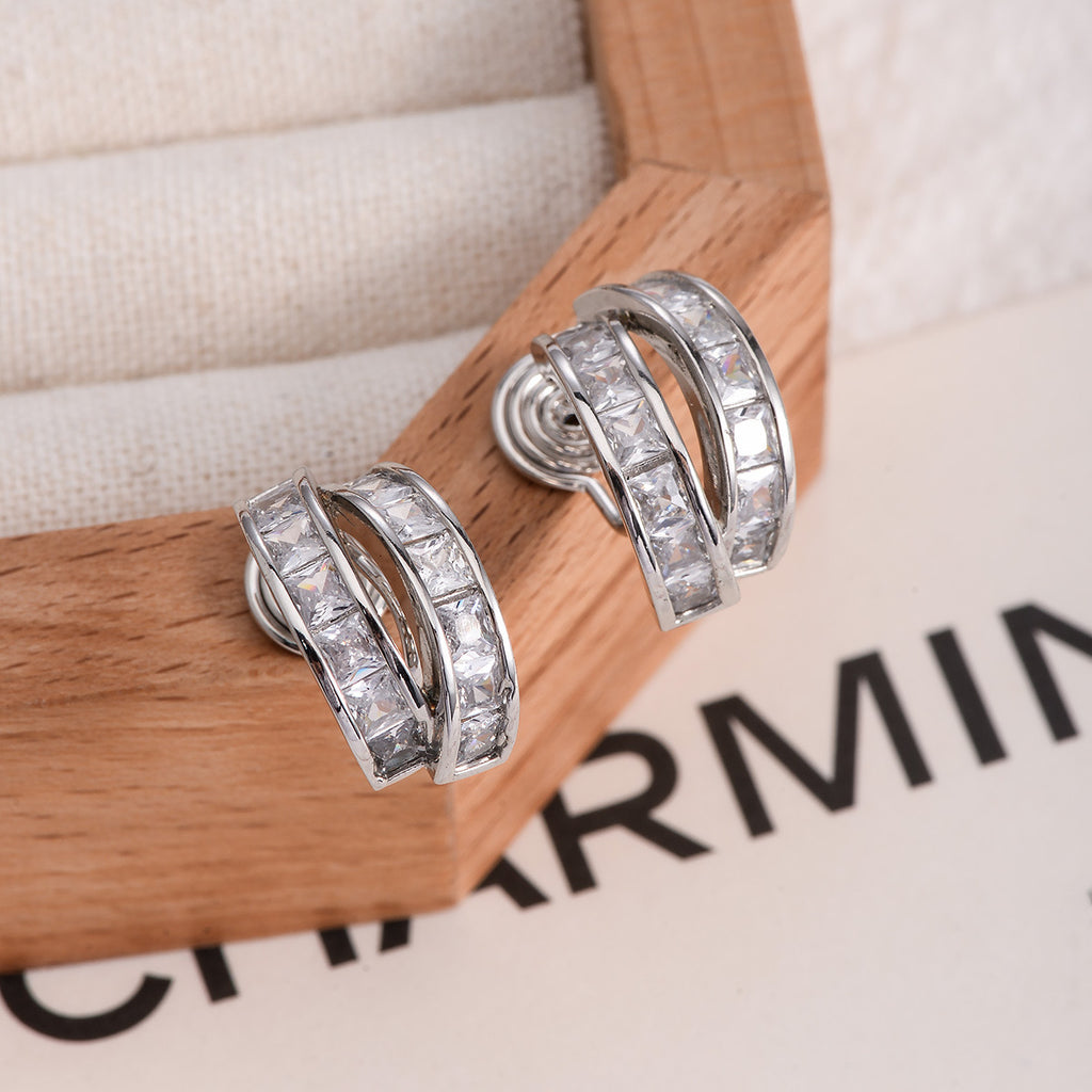 Double Hoop Zircon Earrings