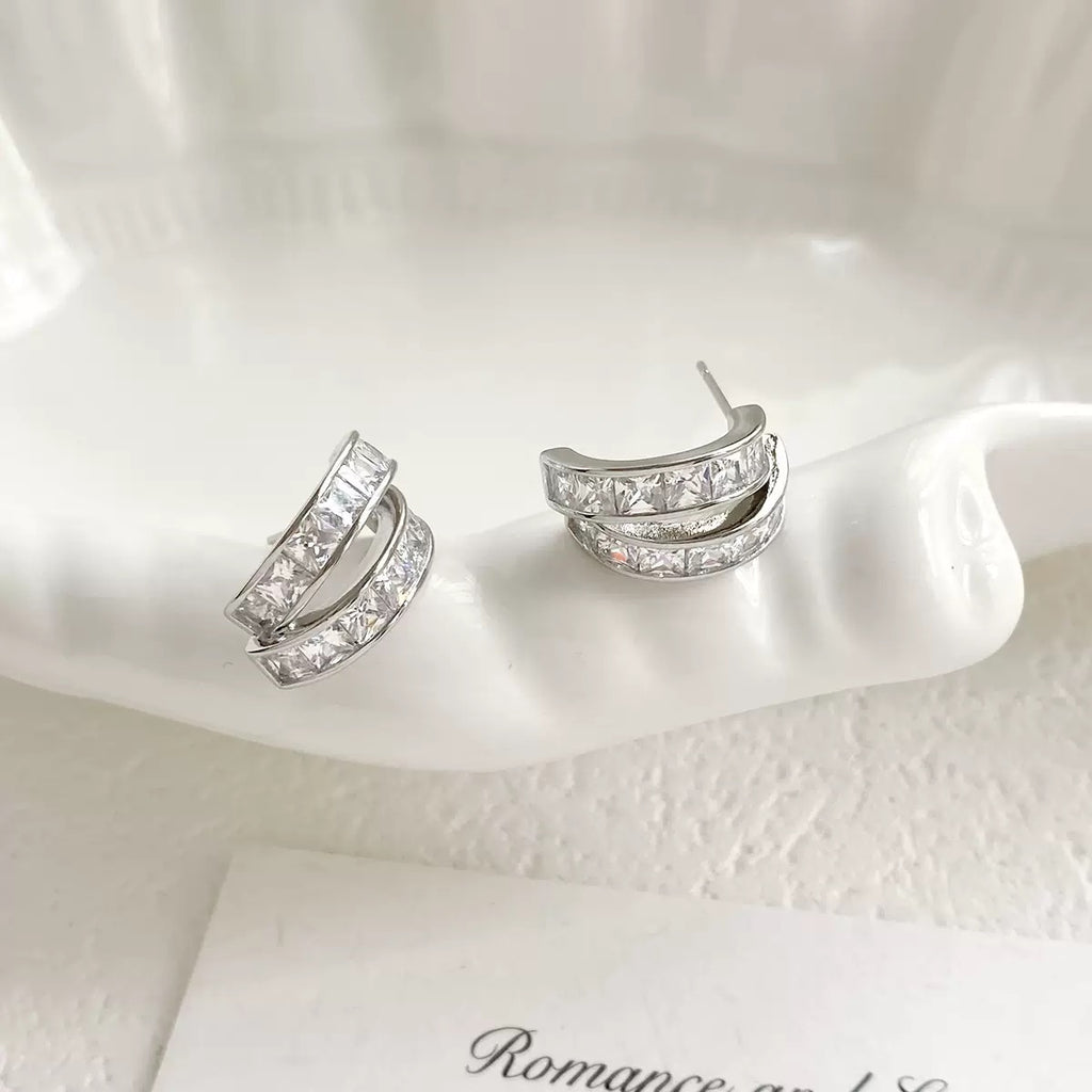 Double Hoop Zircon Earrings