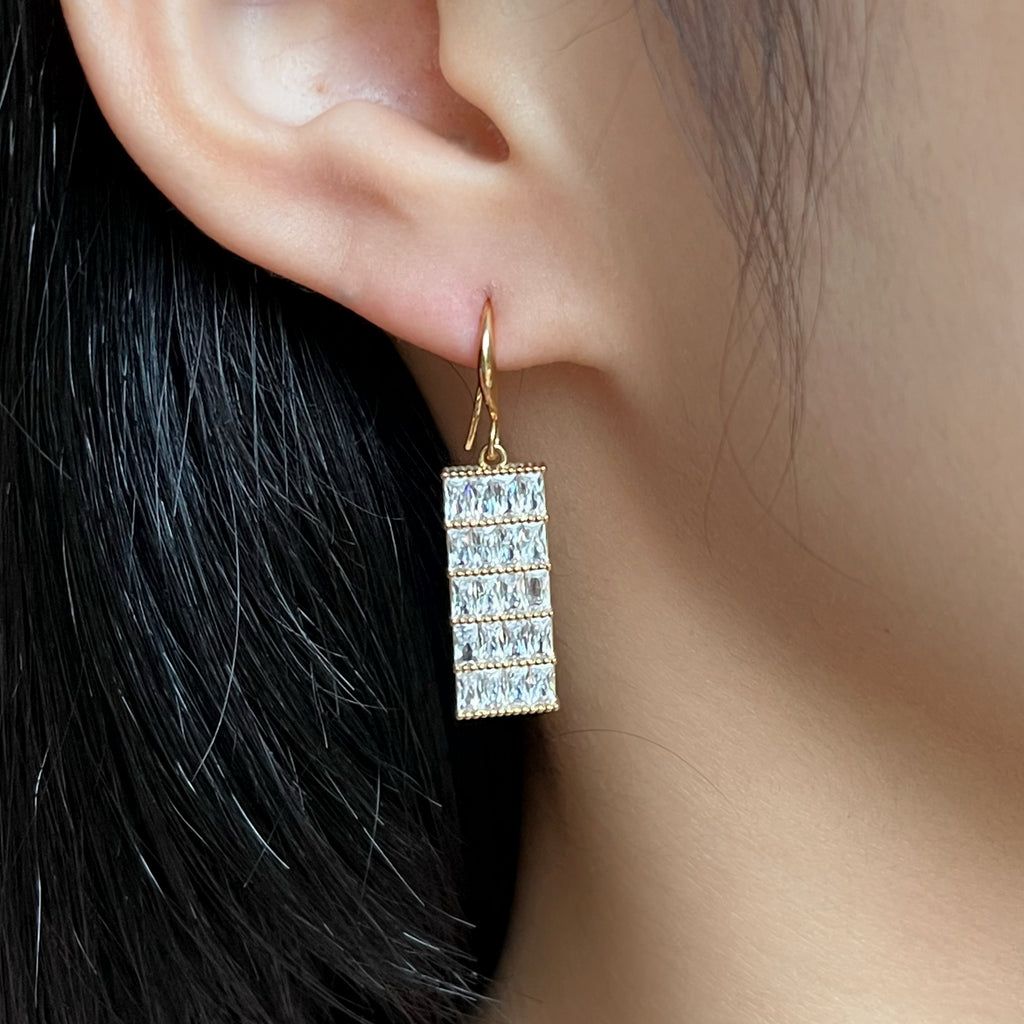 Zircon Long Tassel Earrings
